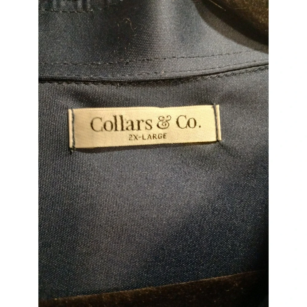 Two Collars and Co Polo shirt Mens 2XL Navy And Pink  Button Down Collar EUC - Picture 7 of 8